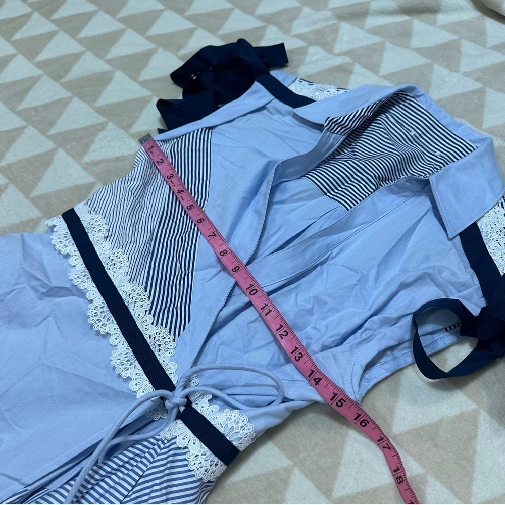 Tanya Taylor Blue Patchwork Multi Print Ribbon Sl… - image 4